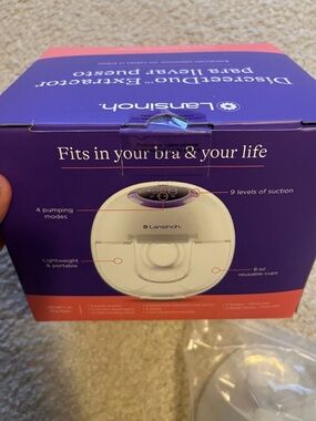 New in box Lansinoh Portable Electric Breast Pump - Purple and White